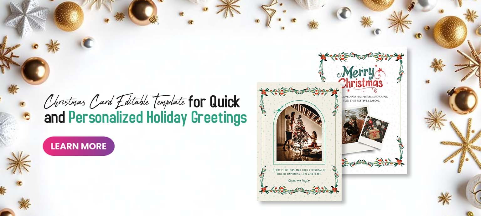 Christmas Card Editable Template for Quick and Personalized Holiday Greetings